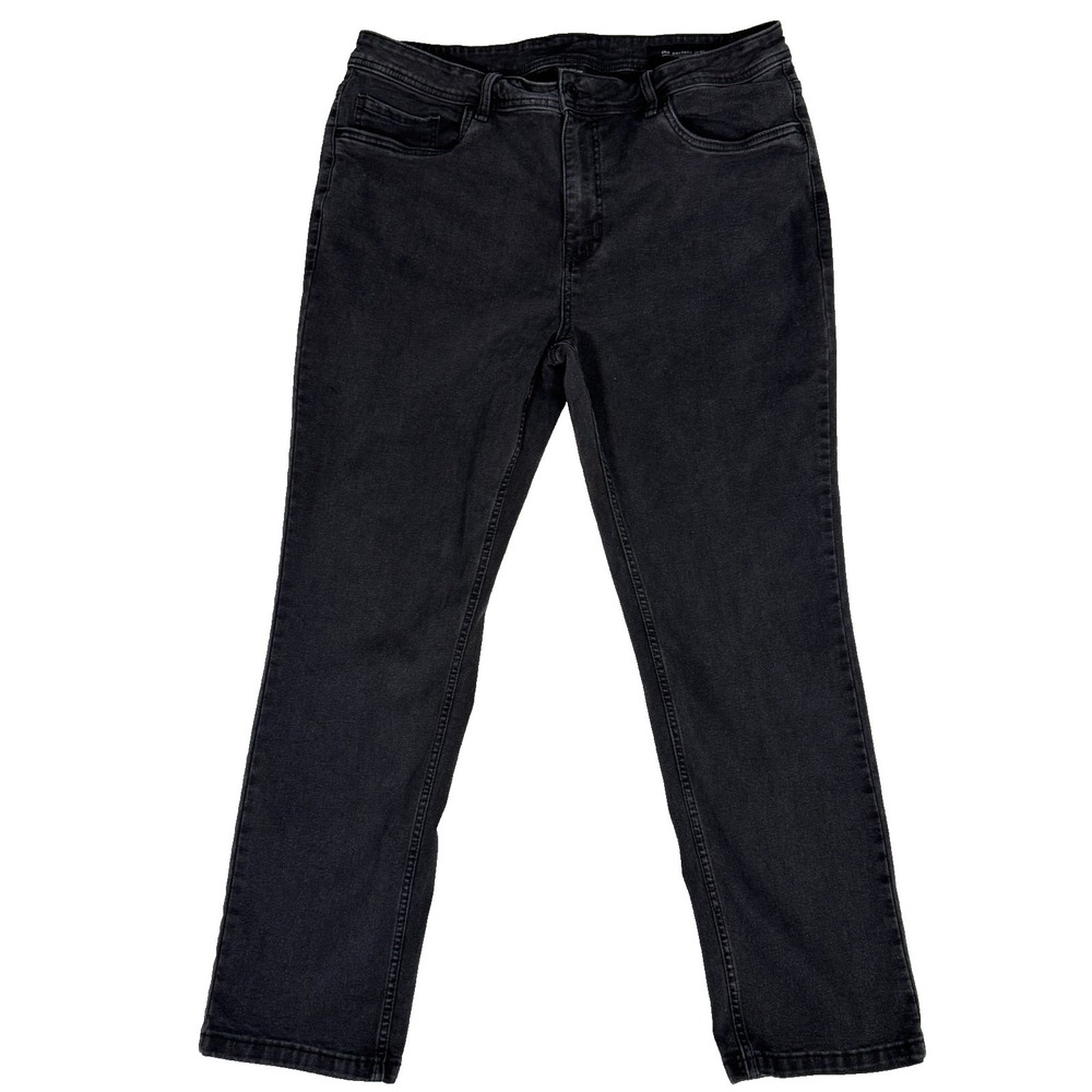 The Perfect Jean NYC Mens W38 L30 Black Denim Dark Wash Straight Leg Slim Thick
